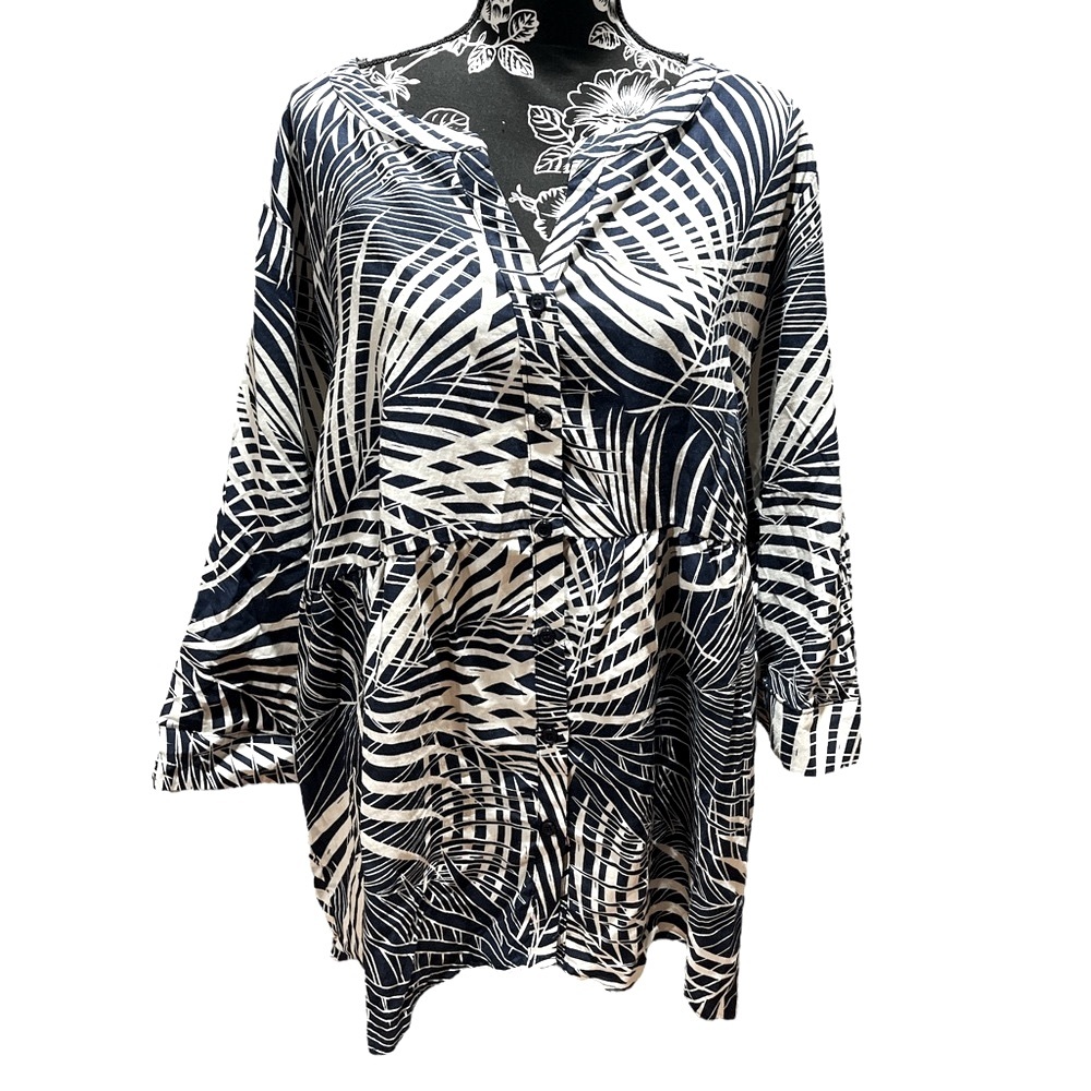 Panama Jack Peplum Leaf Print Blouse